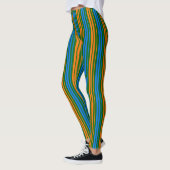 Leggings Dessin à rayures verticales vert orange bleu (Gauche)