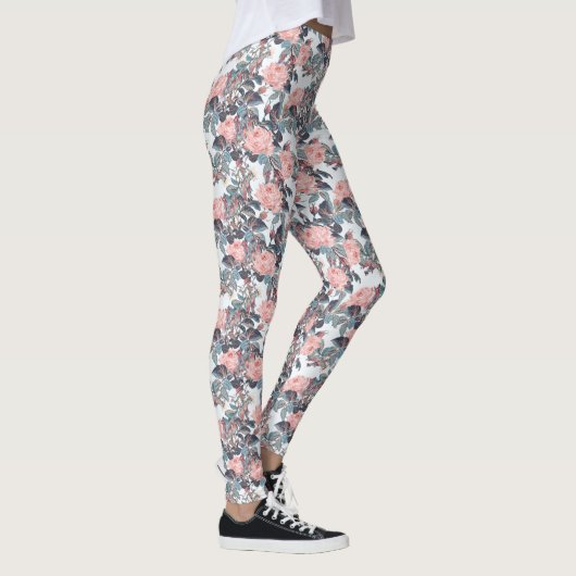 Leggings Dessin abstrait de rose pêche (Droite)