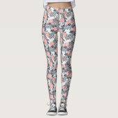 Leggings Dessin abstrait de rose pêche (Devant)