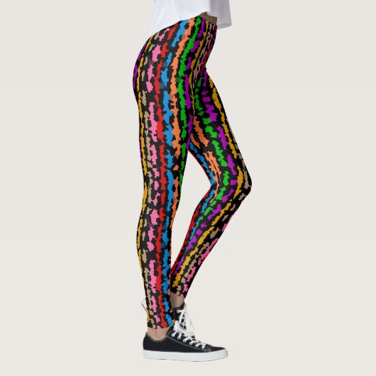 Leggings Dessin abstrait irrégulier coloré noir (Droite)