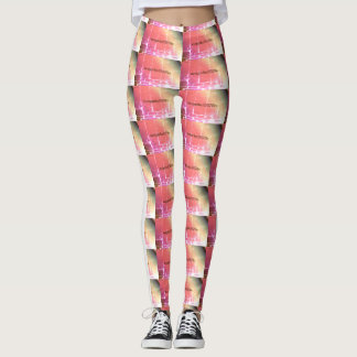 Leggings Dessin abstrait MODERNE en blanc rouge clair