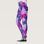 Leggings Dessin abstrait MODERNE en bleu-rose-rouge-profond (Gauche)