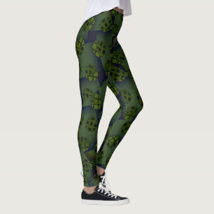 Leggings Dessin abstrait MODERNE en jambières vert-noir-pro