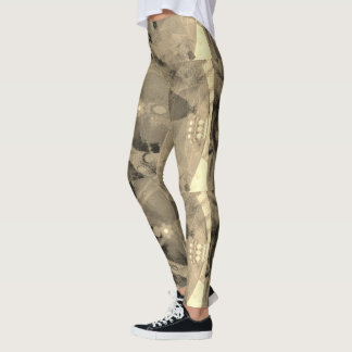 Leggings Dessin abstrait MODERNE en noir-brun-clair -