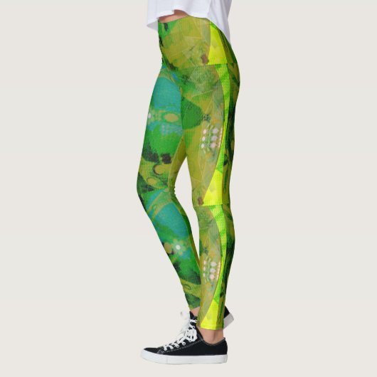 Leggings Dessin abstrait MODERNE en vert-jaune-clair (Gauche)