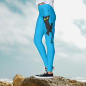 Leggings Dessin amusant bleu noir Chat Scratchig Asymétriqu