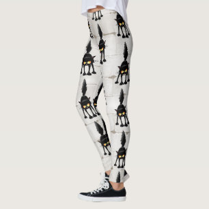 Leggings Dessin animé de chat noir drôle et féroce