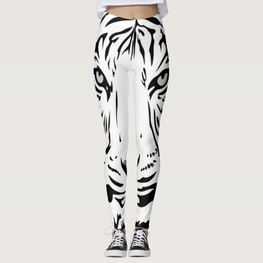 Leggings Dessin blanc sur tigre (Devant)
