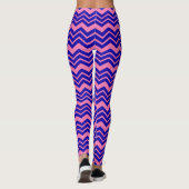 Leggings Dessin chevron zigzag rose bleu (Dos)