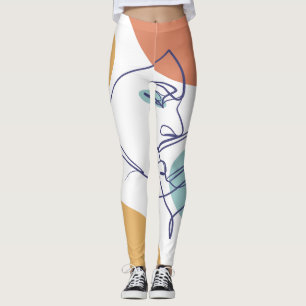 Leggings dessin d'art affiche d'une femme buvant du café