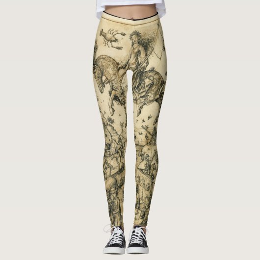 Leggings Dessin d'Astronomie noir blanc SUN & MOON (Devant)