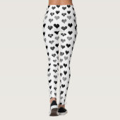 Leggings Dessin de coeurs noir et blanc - Simple Diversity (Dos)