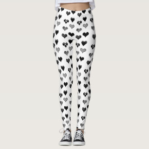 Leggings Dessin de coeurs noir et blanc - Simple Diversity