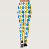 Leggings Dessin de diamant Argyle bleu jaune blanc (Dos)