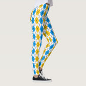 Leggings Dessin de diamant Argyle bleu jaune blanc (Droite)