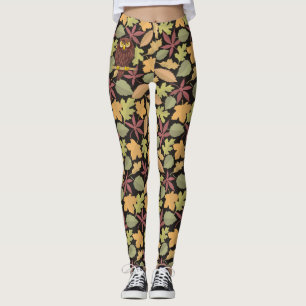 Leggings Dessin de hibou sur arrière - plan noir
