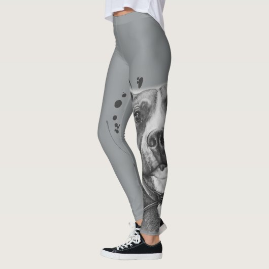Leggings Dessin de l'art animal de chien de Pitbull sur la (Gauche)