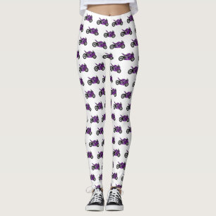 Leggings Dessin de moto de sport violet