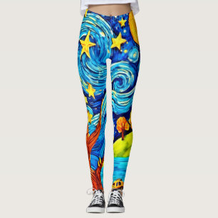 Leggings Dessin de nuit Starry : Art inspiré par le surréal
