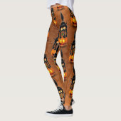 Leggings Dessin d'Halloween au chat effrayé sur Citrouille (Gauche)