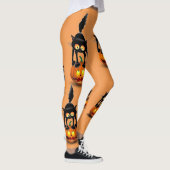 Leggings Dessin d'Halloween au chat effrayé sur Citrouille (Droite)