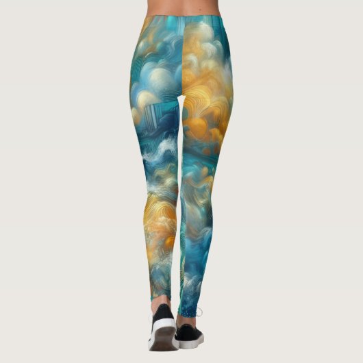 Leggings Dessin dur Pastel Océan Abstrait (Dos)