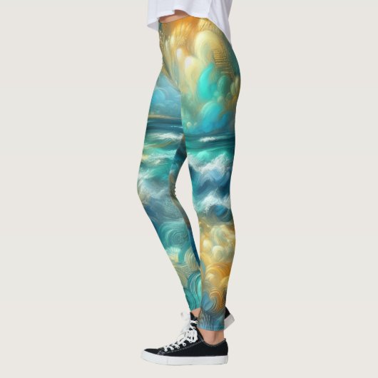 Leggings Dessin dur Pastel Océan Abstrait (Gauche)
