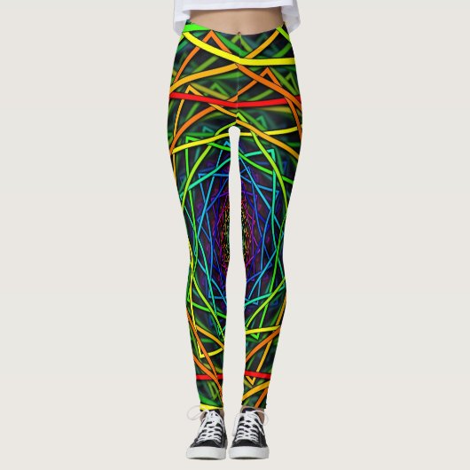 Leggings Dessin géométrique de guêtres au néon sauvages (Devant)