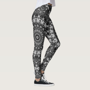 Leggings Dessin géométrique mandala noir et blanc