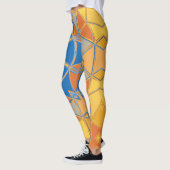 Leggings Dessin Mandala bleu orange et jaune (Gauche)
