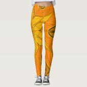 Leggings Dessin Mandala Fleur Jaune (Devant)