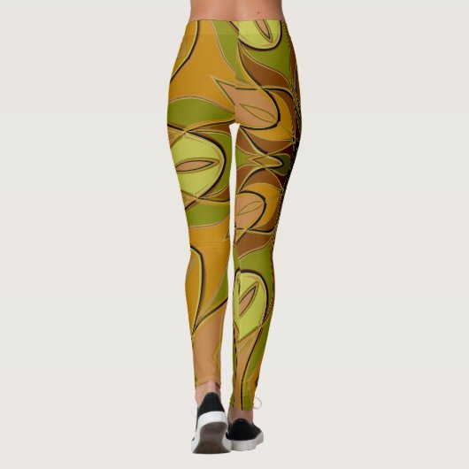 Leggings Dessin Mandala Fleur Jaune et Vert (Dos)