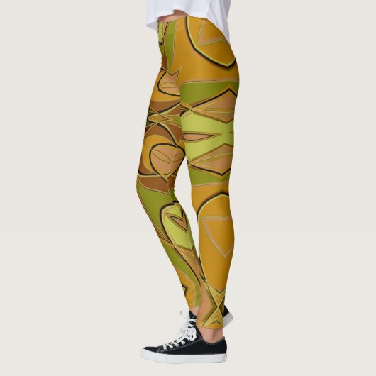 Leggings Dessin Mandala Fleur Jaune et Vert (Gauche)