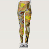 Leggings Dessin Mandala Fleur Jaune Gris et Rouge (Devant)