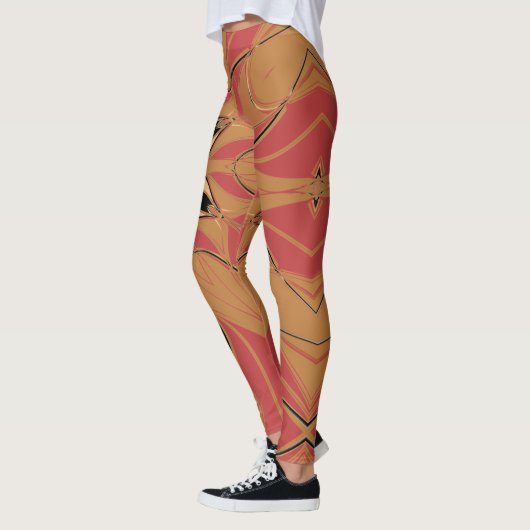 Leggings Dessin Mandala Fleur orange et rose (Gauche)