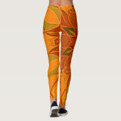 Leggings Dessin Mandala Fleur orange et rouge (Dos)