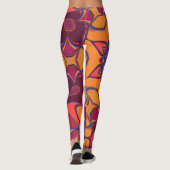 Leggings Dessin Mandala Fleur orange violet et bleu (Dos)