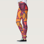 Leggings Dessin Mandala Fleur orange violet et bleu (Gauche)