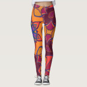 Leggings Dessin Mandala Fleur orange violet et bleu (Devant)