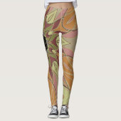 Leggings Dessin Mandala Fleur rouge orange et jaune (Devant)