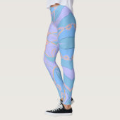 Leggings Dessin Mandala Flower bleu et jaune (Gauche)
