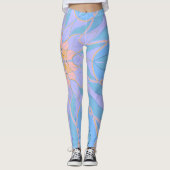 Leggings Dessin Mandala Flower bleu et jaune (Devant)