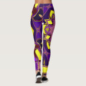 Leggings Dessin Mandala Flower jaune et violet (Dos)