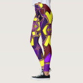 Leggings Dessin Mandala Flower jaune et violet (Gauche)