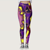 Leggings Dessin Mandala Flower jaune et violet (Devant)