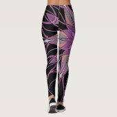Leggings Dessin Mandala Flower noir violet et rose (Dos)