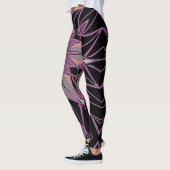 Leggings Dessin Mandala Flower noir violet et rose (Gauche)