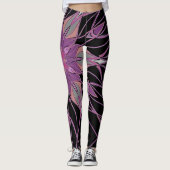 Leggings Dessin Mandala Flower noir violet et rose (Devant)