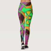 Leggings Dessin Mandala Flower vert orange et violet (Dos)