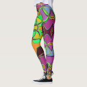 Leggings Dessin Mandala Flower vert orange et violet (Gauche)